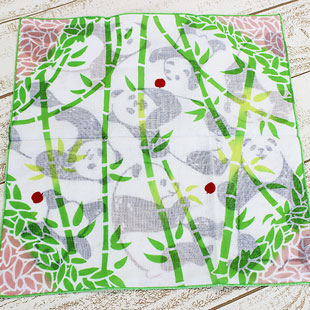 Reversible, hand-dye handkerchief,  Pandas 